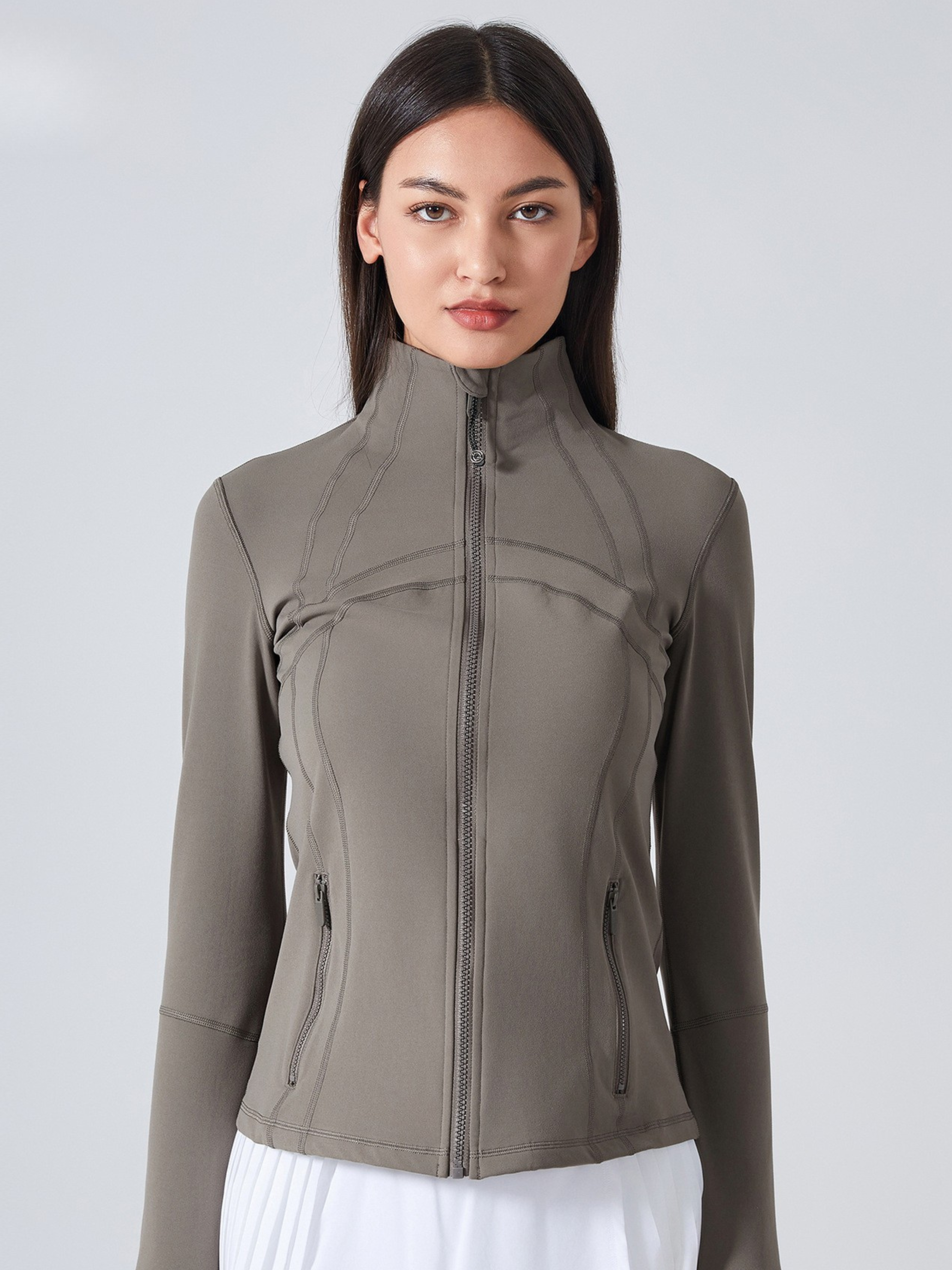 MesaPeak - Women's Fleece-Lined Slim-Fit Yoga Jacket with Thumbholes