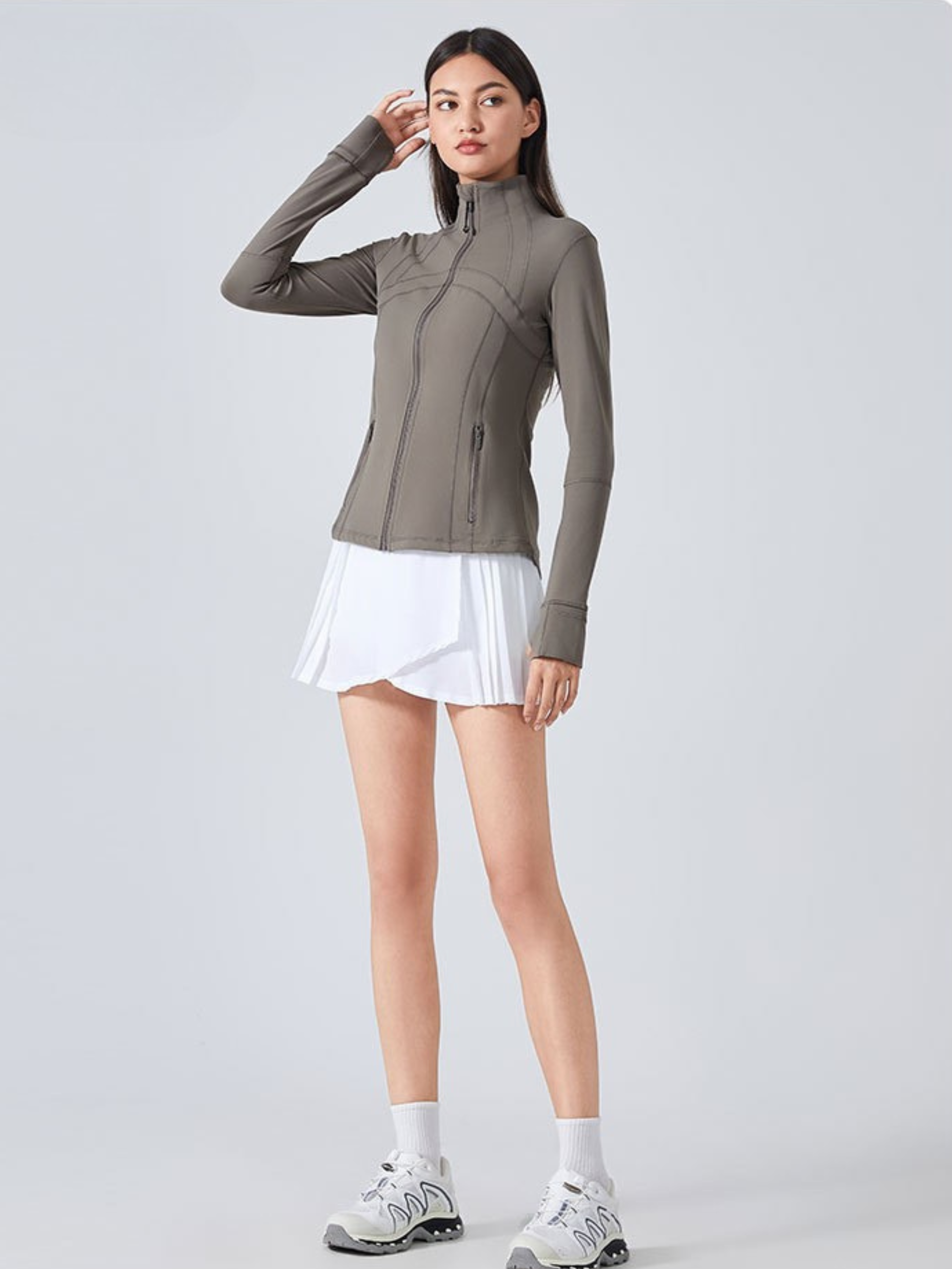 MesaPeak - Women's Fleece-Lined Slim-Fit Yoga Jacket with Thumbholes