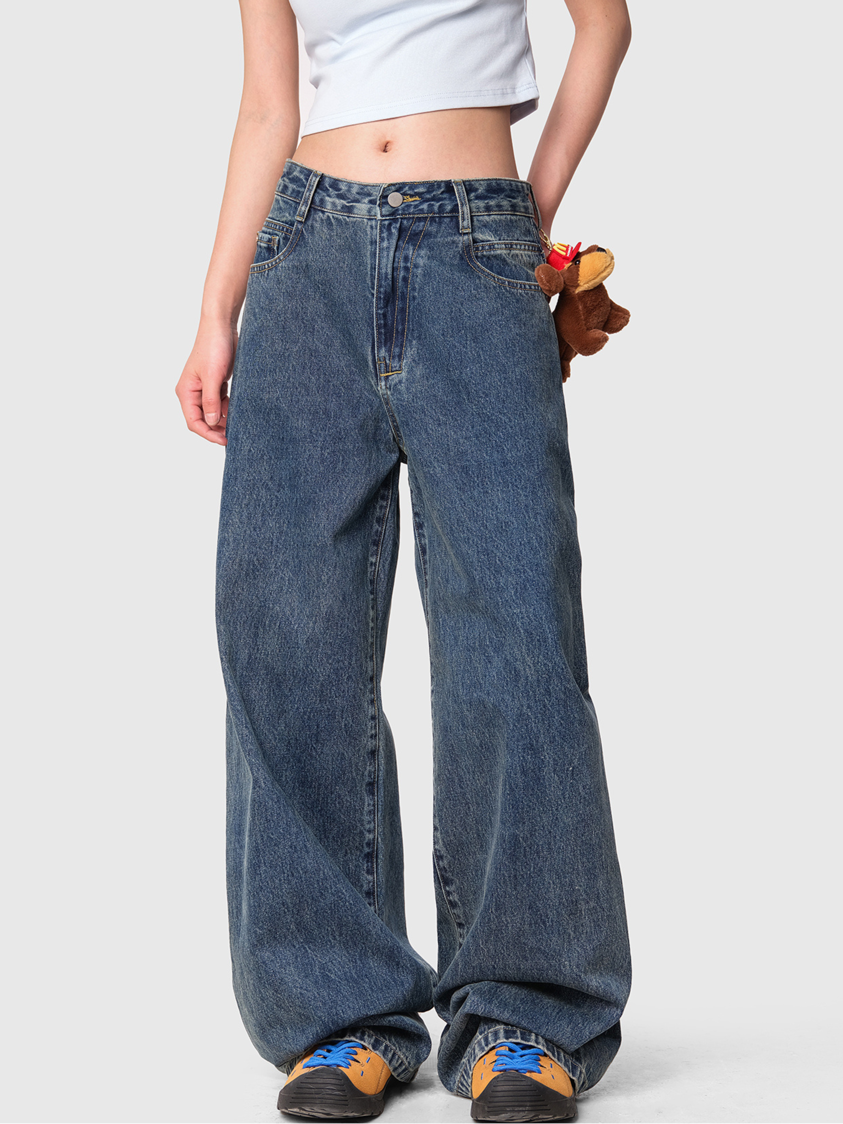 Frostborn - Women's Straight Washed Floor-Length Jeans