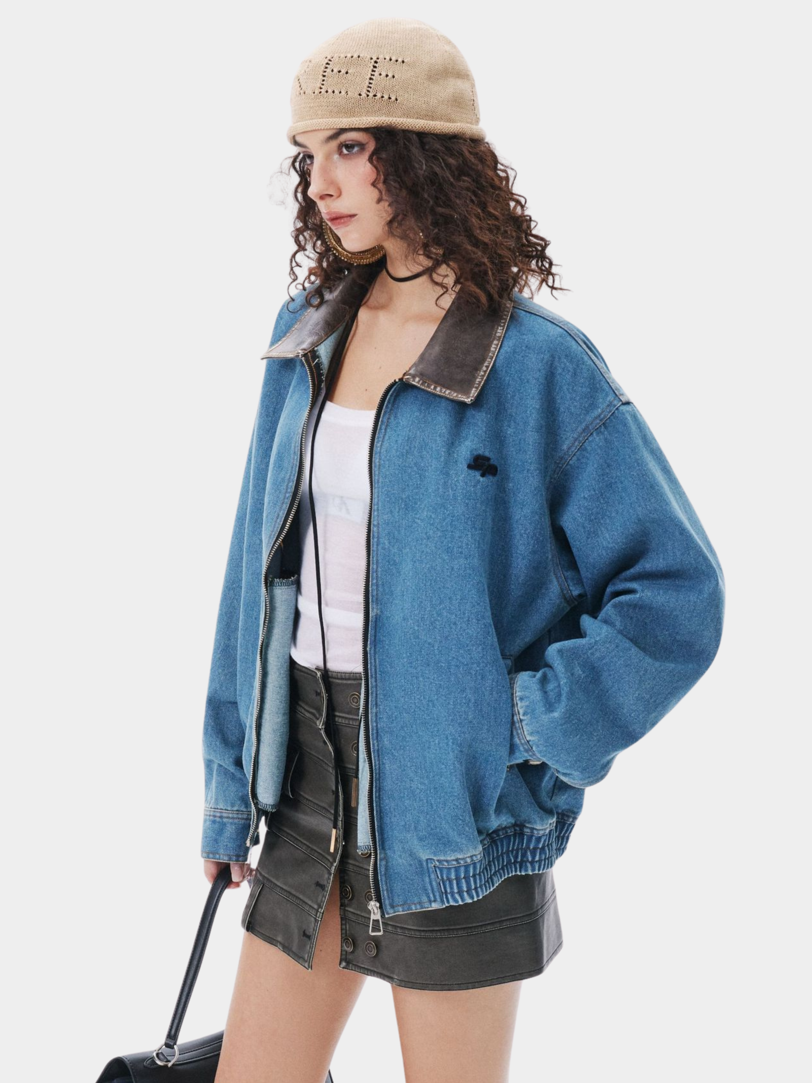 RavenLine - Women‘s Washed Denim Turndown Collar Jacket