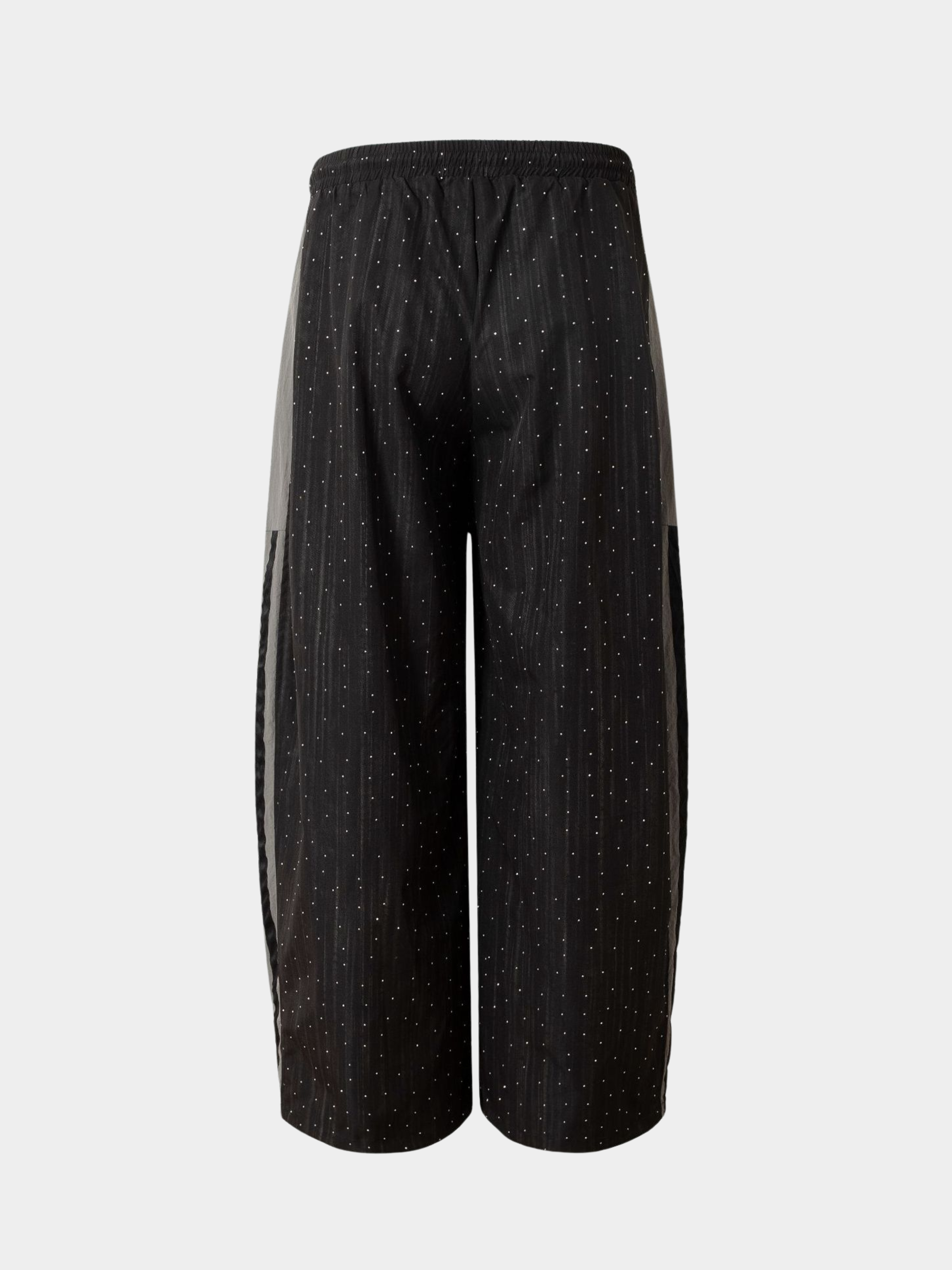 FoxGo - Unisex High Street Colorblock Rhinestone Satin Track Pants