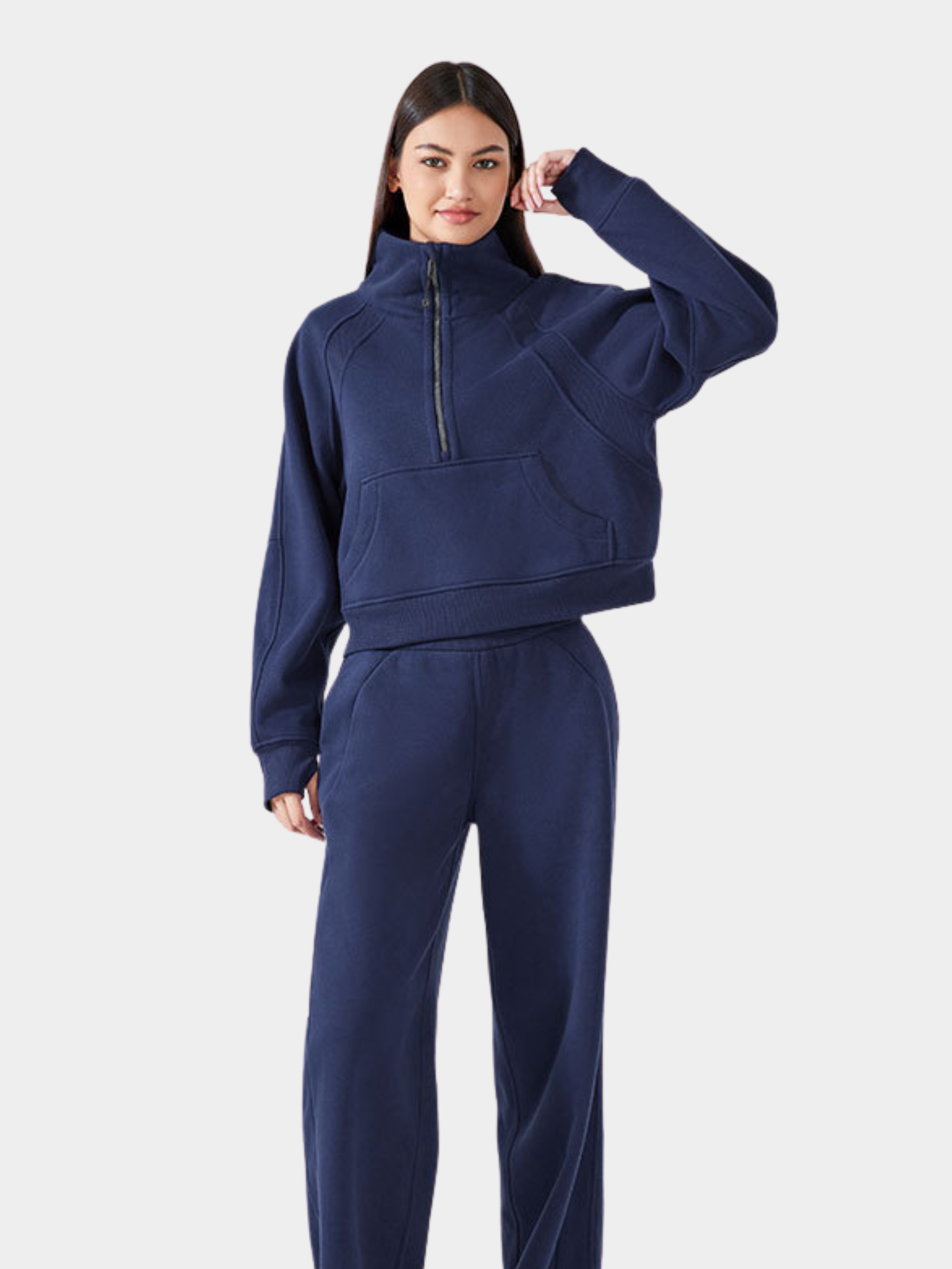 MesaLife - Women's Half-Zip High Collar Fleece Sweatshirt