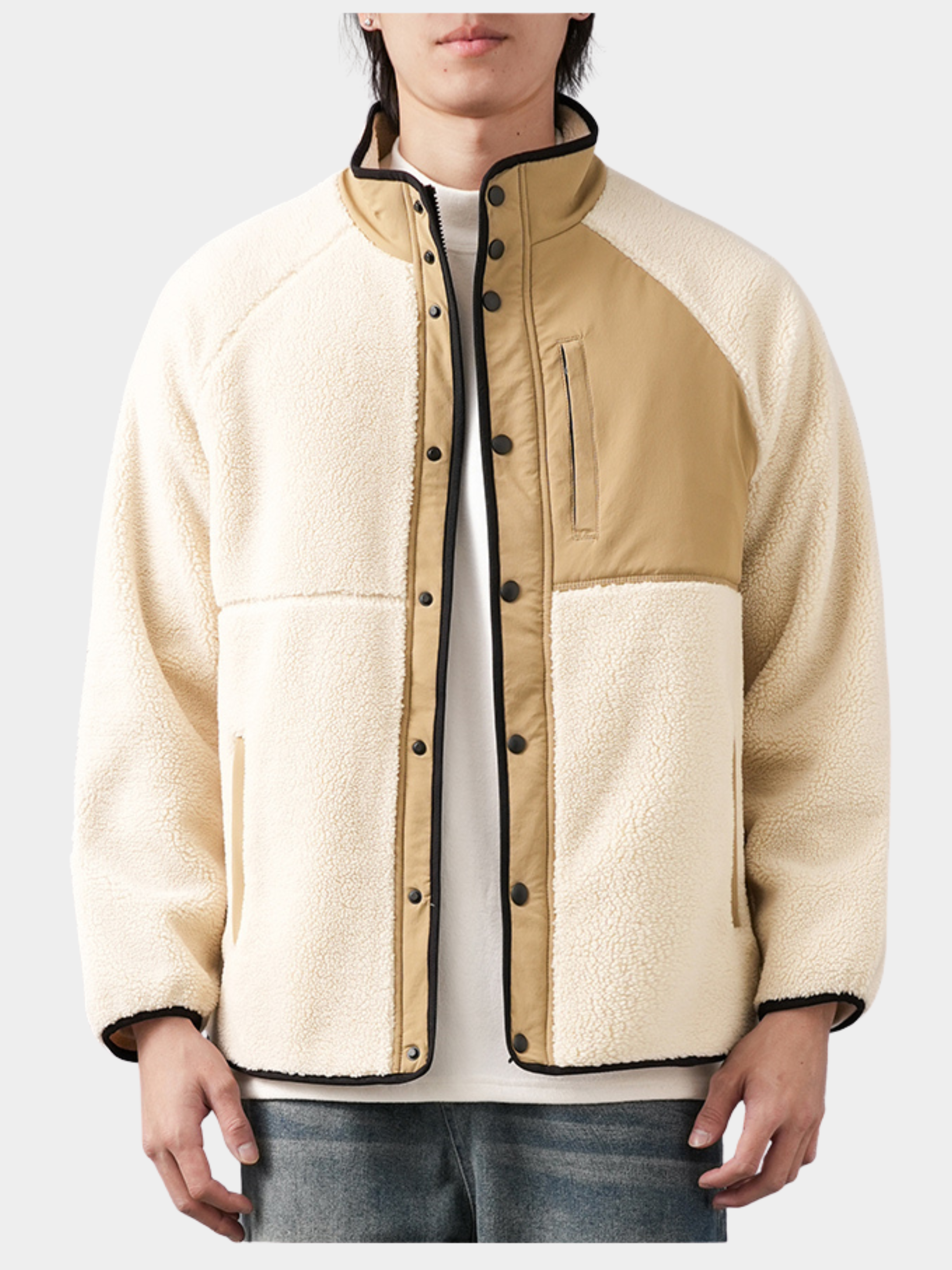 GlowBag - Men's Faux Shearling Thermal Stand Collar Jacket
