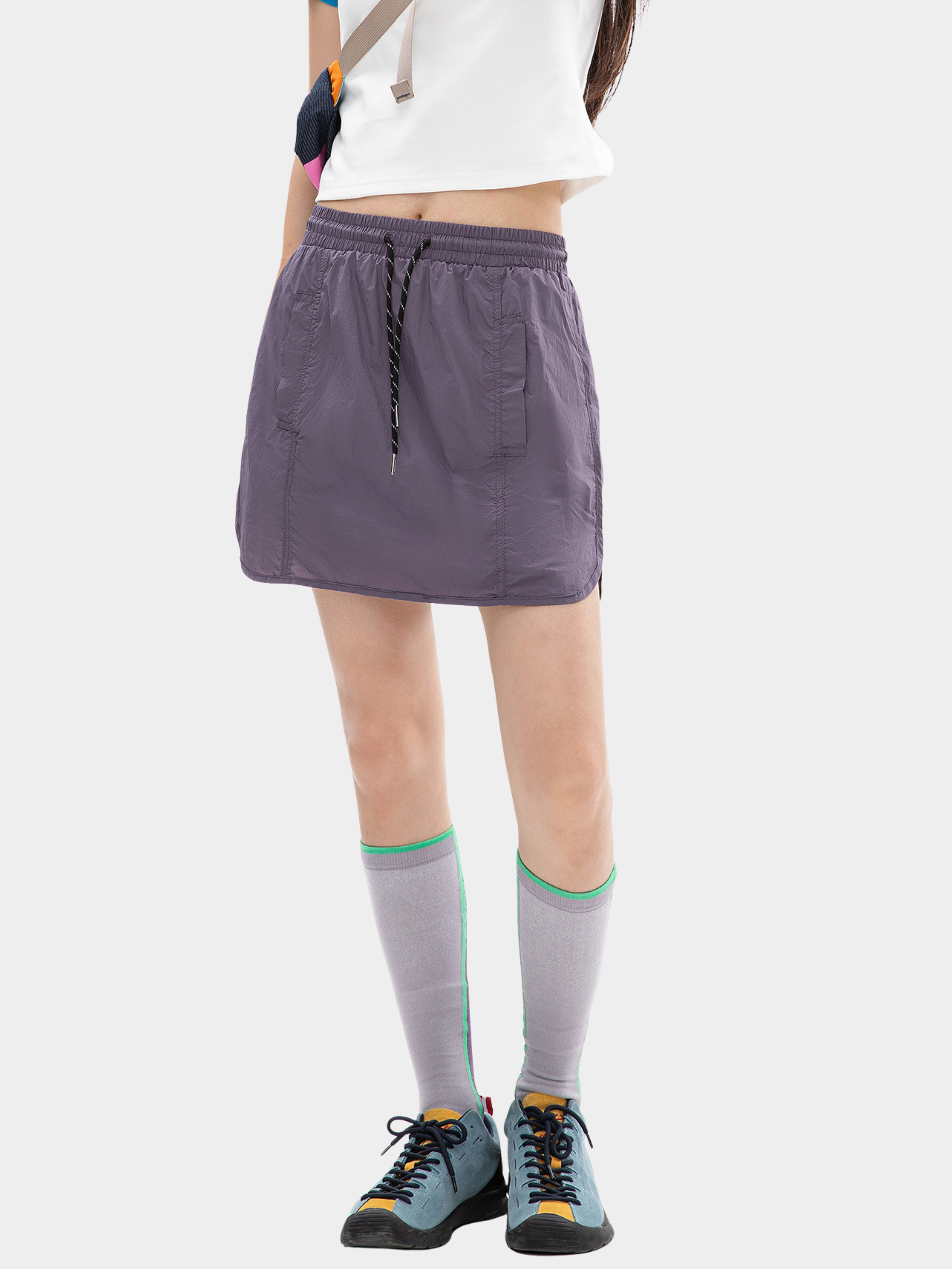 EchoPeak - Women's Utility Slit A-Line Mini Built-in Lining Skirt