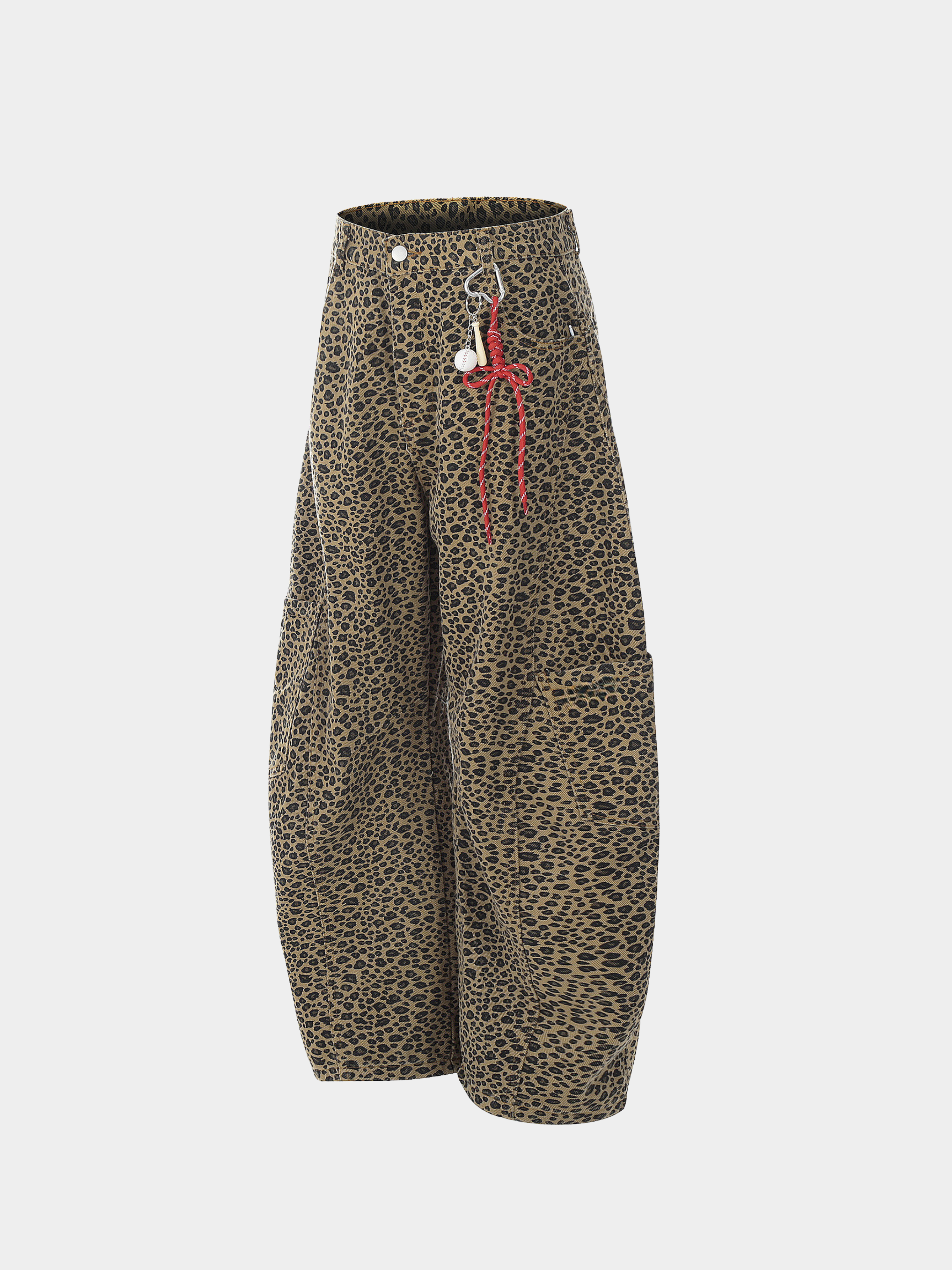FoxCrate - Unisex Leopard Print Statement Wide-Leg Scimitar Pants