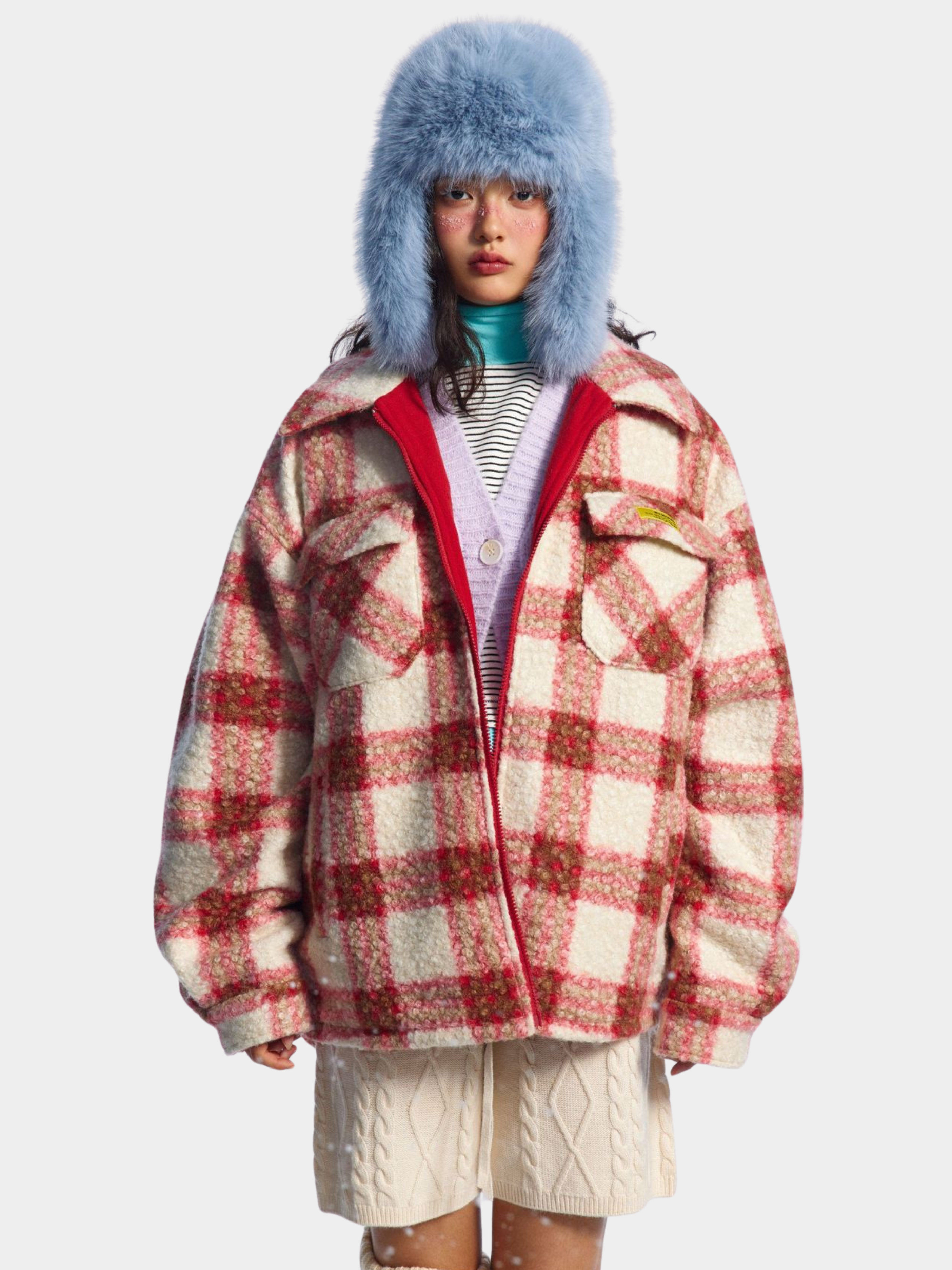 BluffScope - Women's Plaid & Fleece Reversible Sherpa Winter Jacket