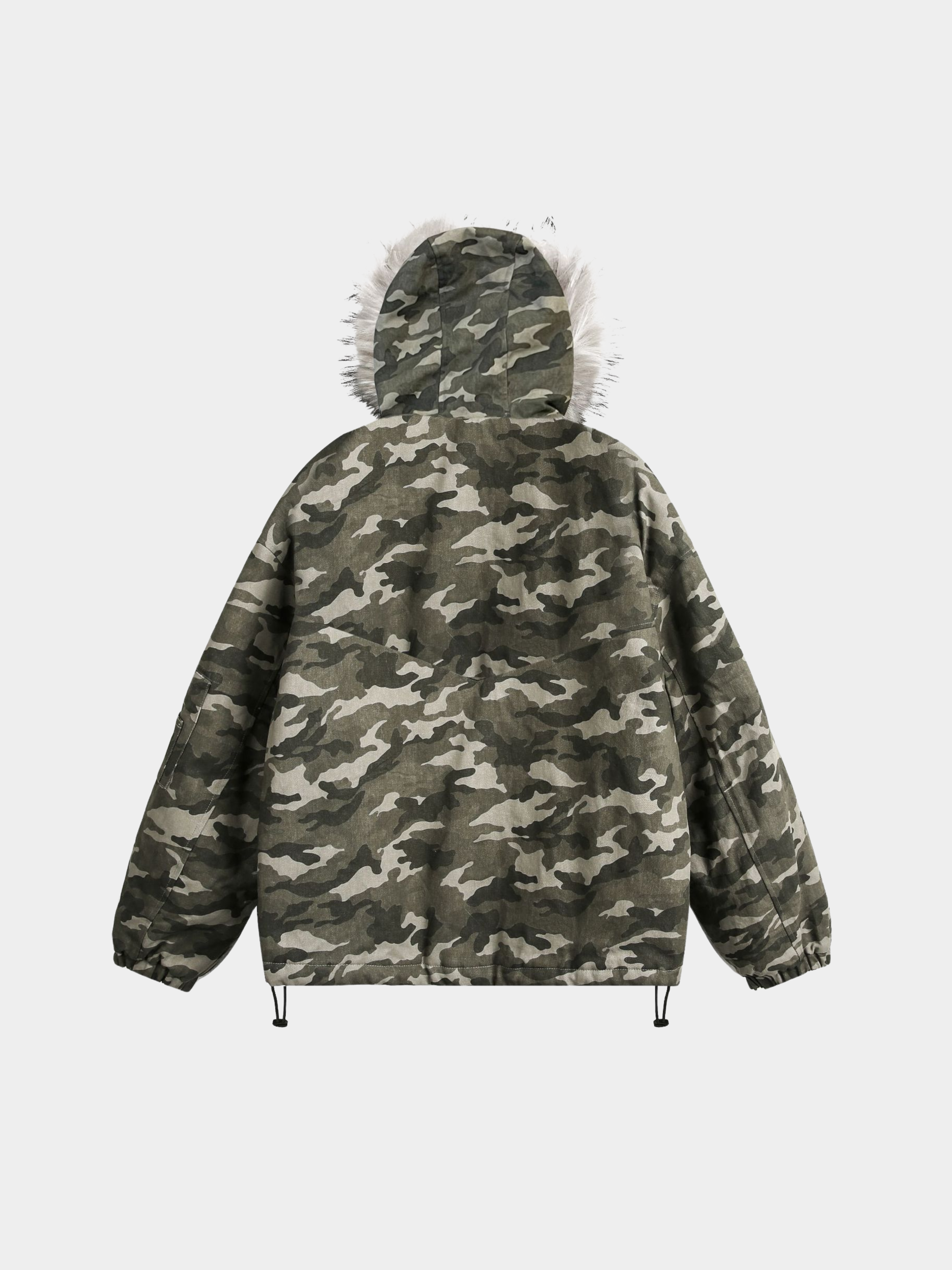 BoulderBase - Women's Camo Fur Collar Cotton Jacket