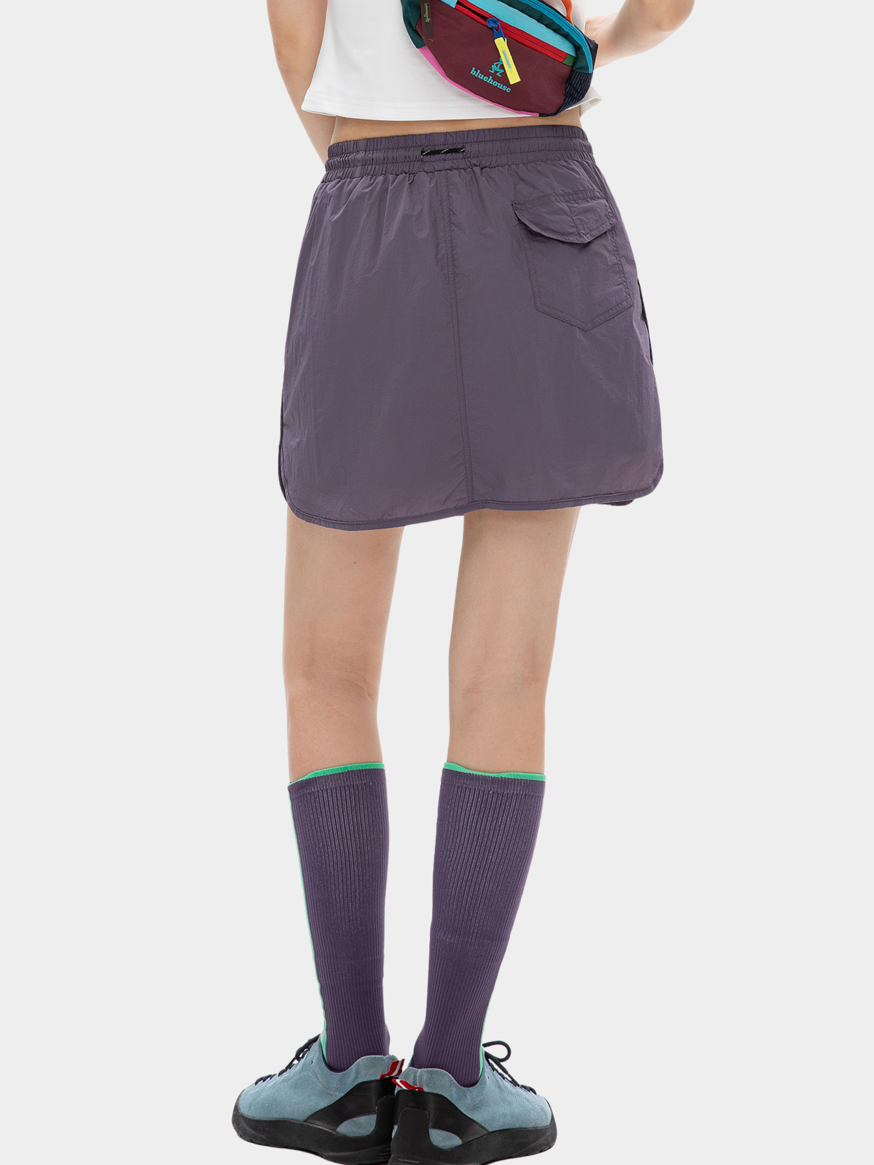 EchoPeak - Women's Utility Slit A-Line Mini Built-in Lining Skirt