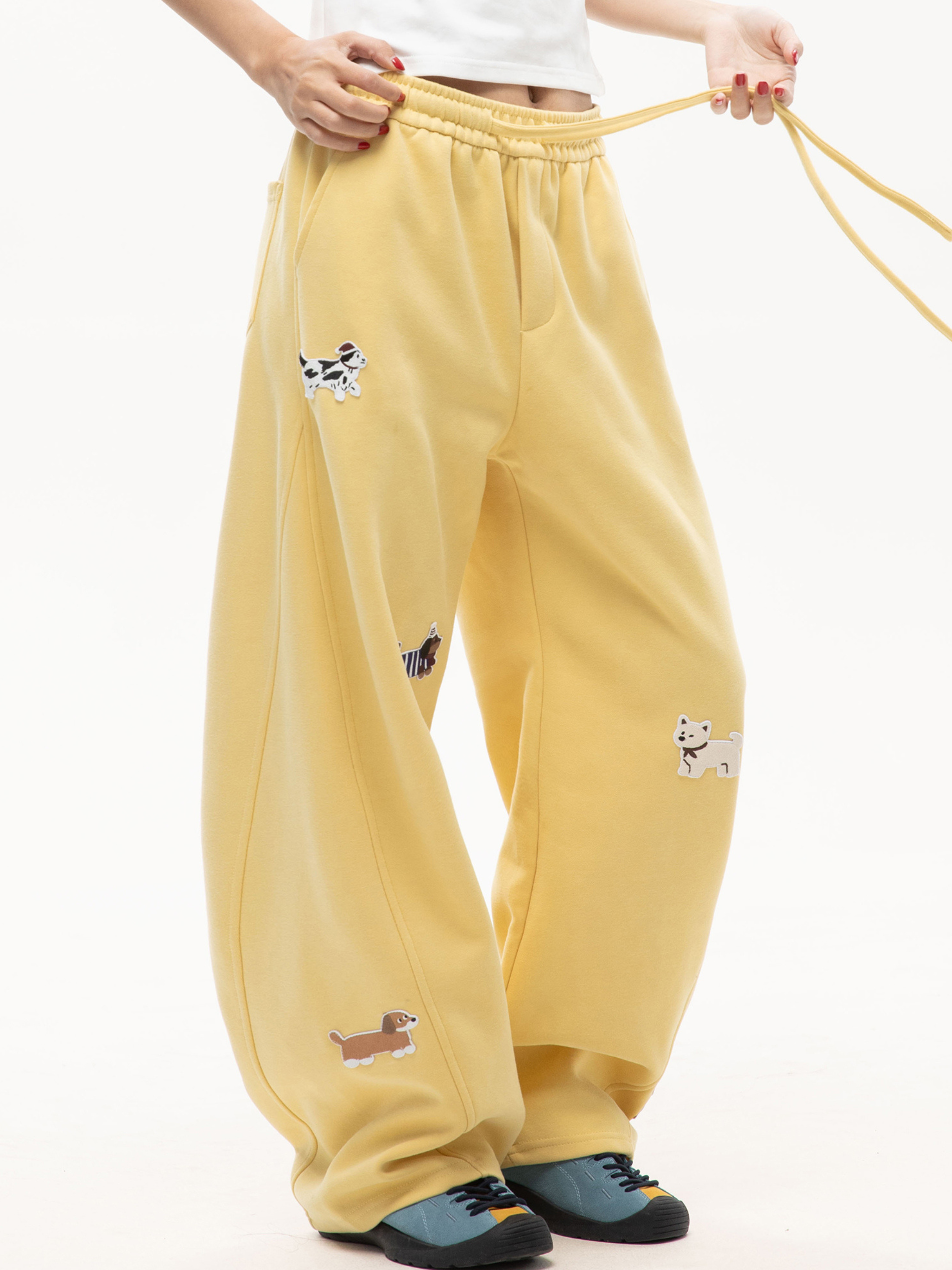 FrostView - Women's Dachshund Patch Embroidery Straight Leg Pants