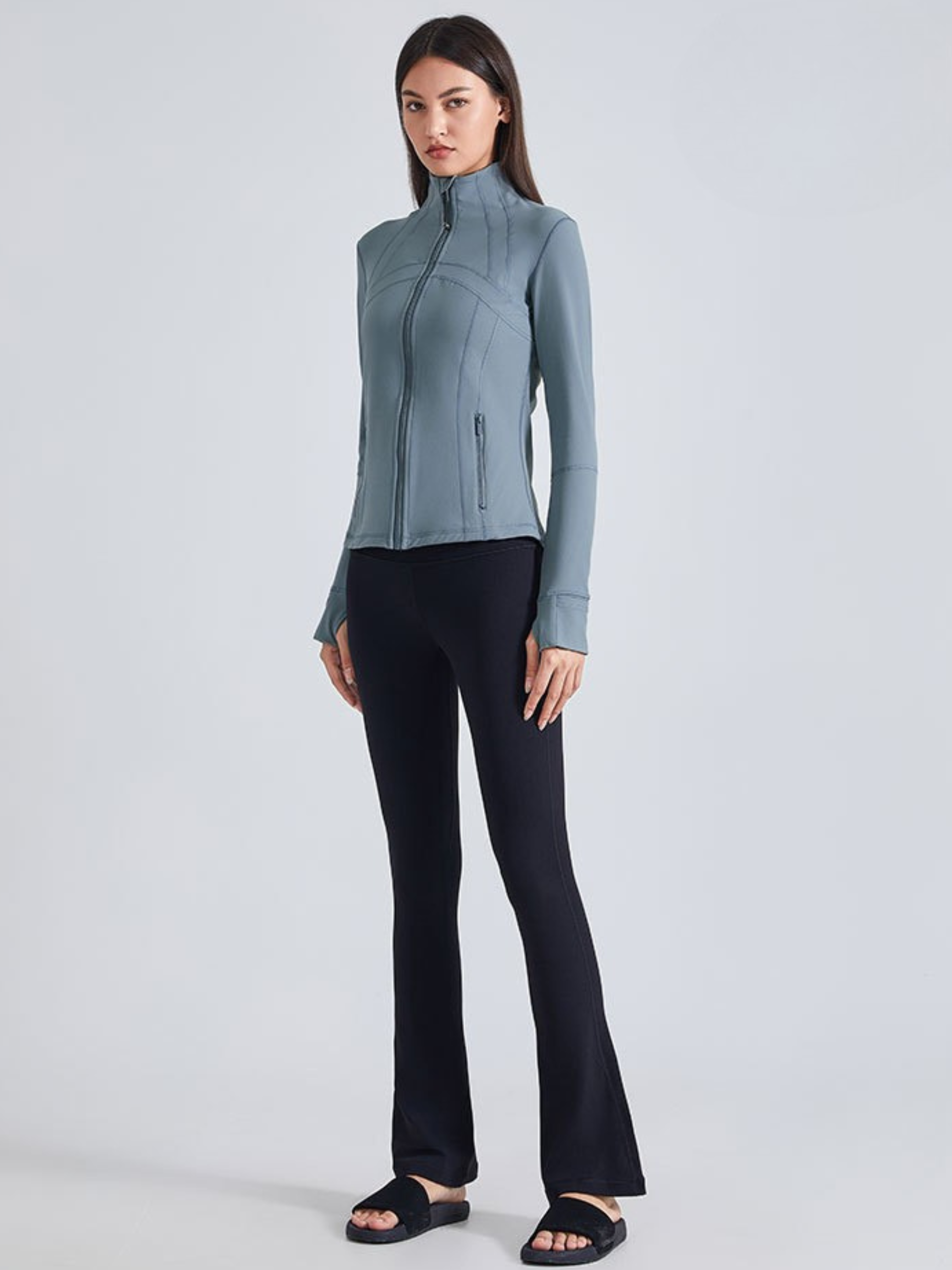 MesaPeak - Women's Fleece-Lined Slim-Fit Yoga Jacket with Thumbholes