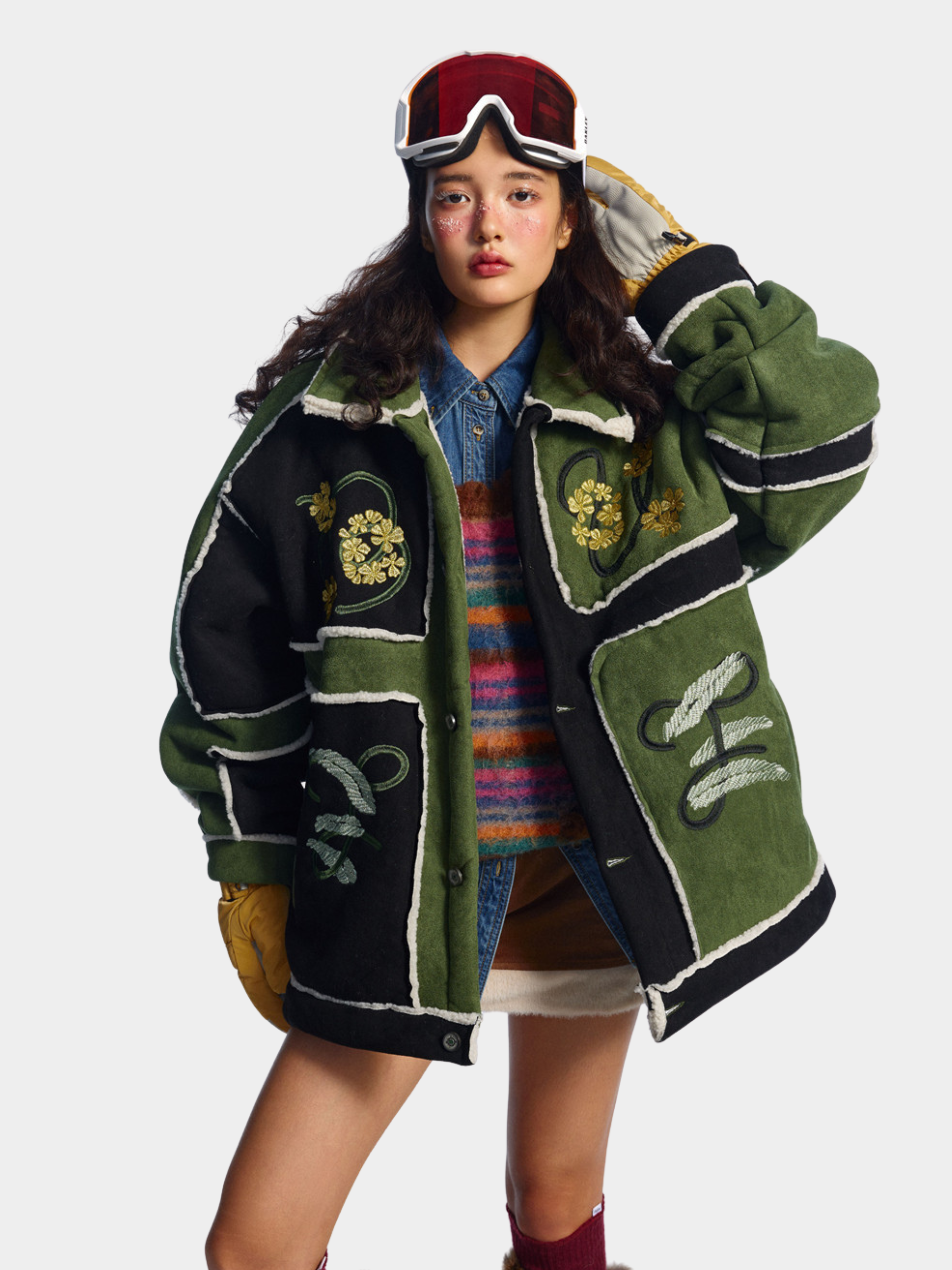 Boulderlight - Women's Floral Embroidered Sherpa Patchwork Jacket