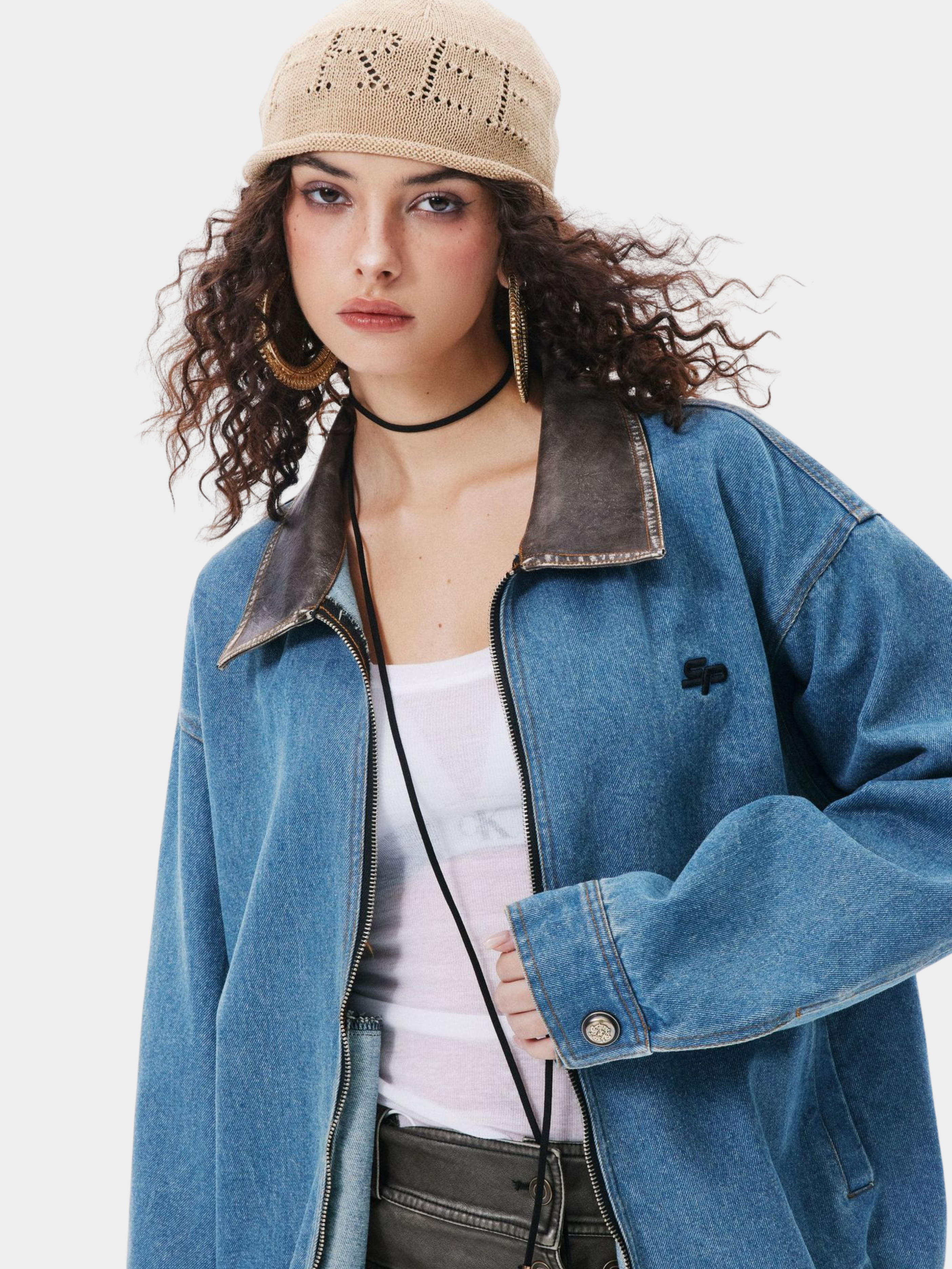 RavenLine - Women‘s Washed Denim Turndown Collar Jacket