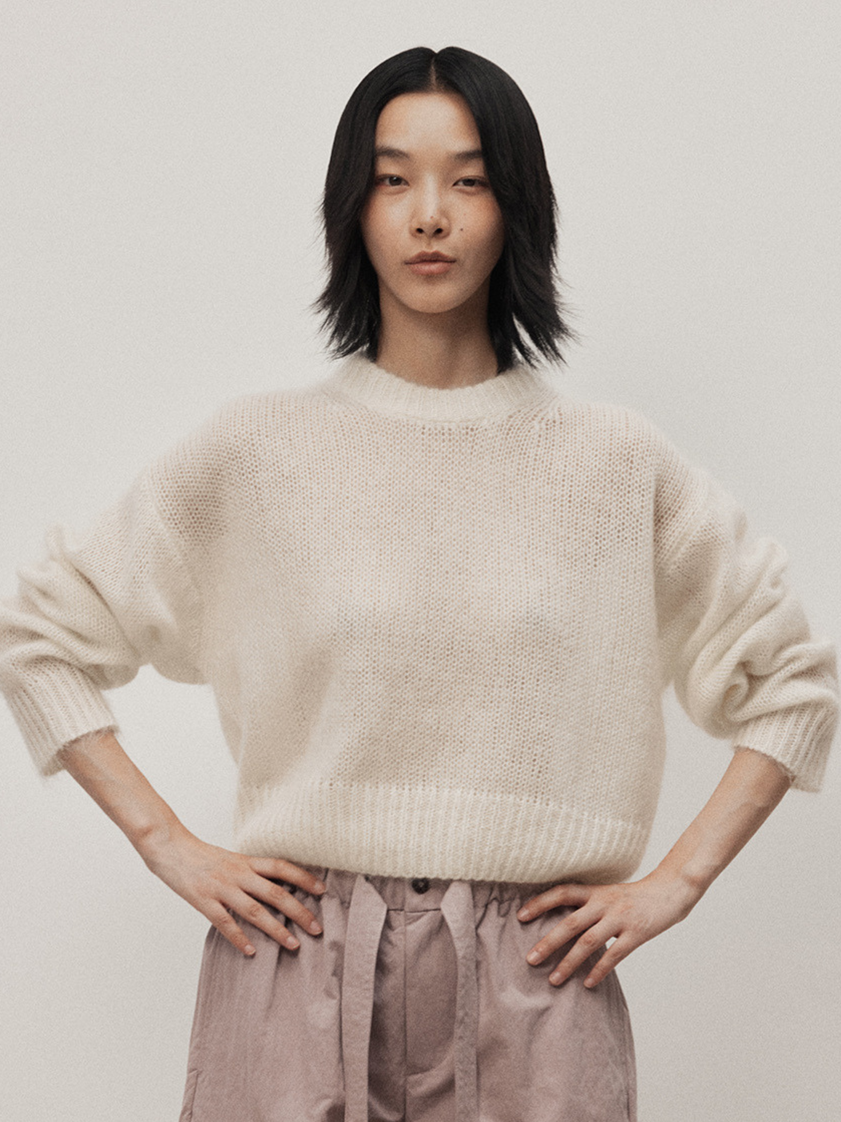 Ashzone - Women's Crewneck Wool & Mohair Pullover Sweater