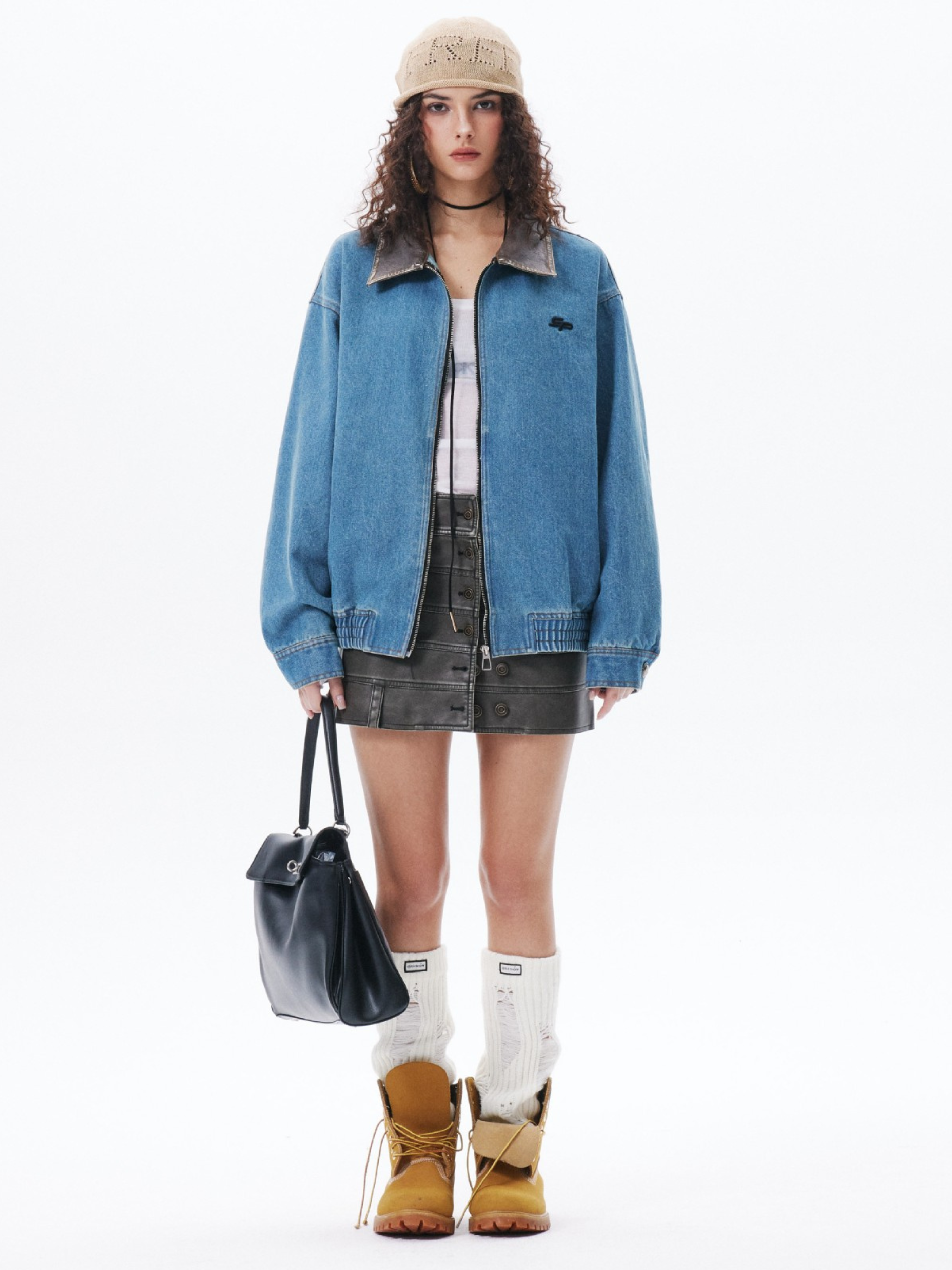 RavenLine - Women‘s Washed Denim Turndown Collar Jacket