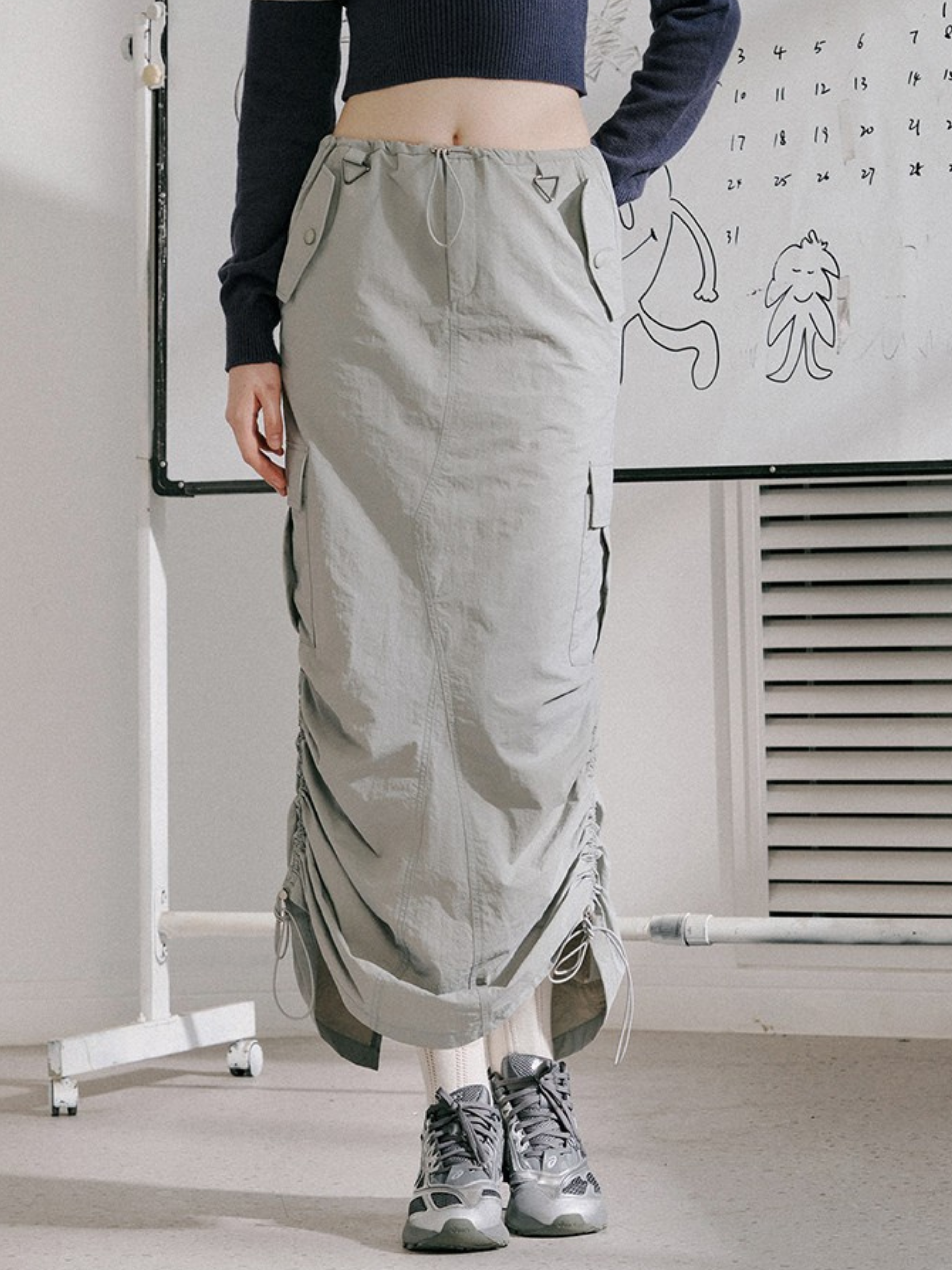 EchoField - Women's Quick-Dry Ruched Drawstring A-Line Cargo Skirt