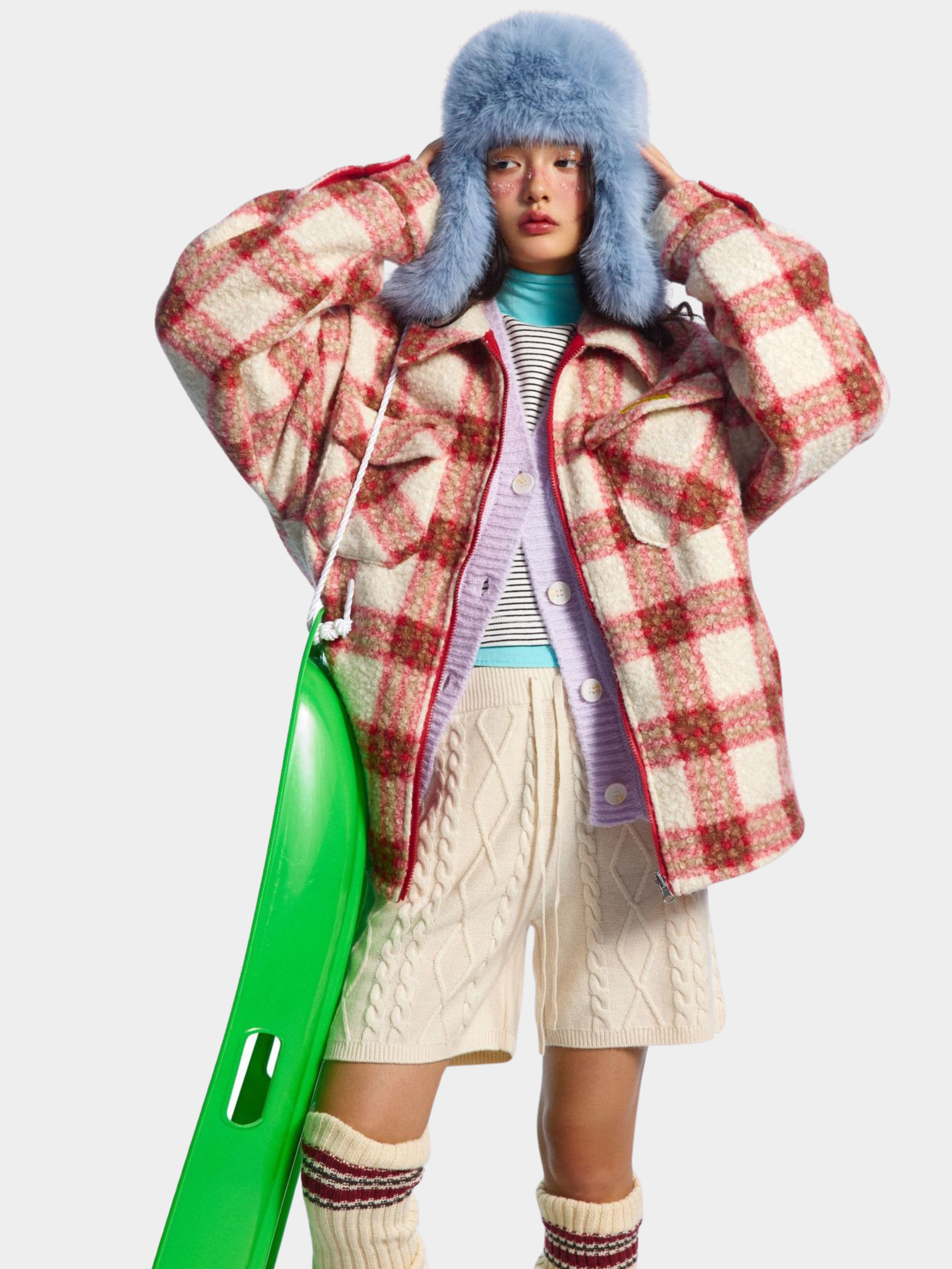 BluffScope - Women's Plaid & Fleece Reversible Sherpa Winter Jacket