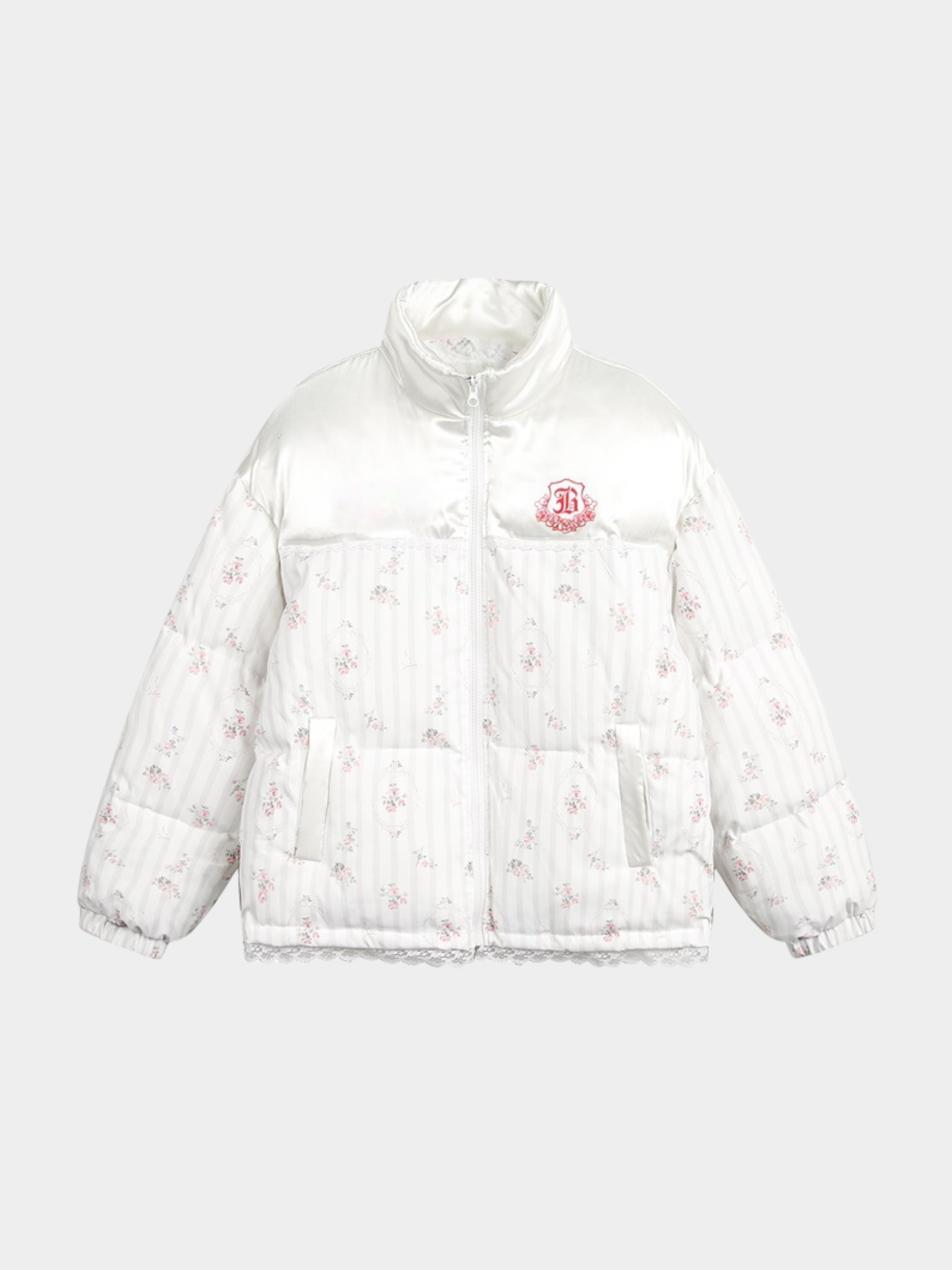 RavenDrop - Women‘s High Collar Lace-Trimmed Padded Jacket