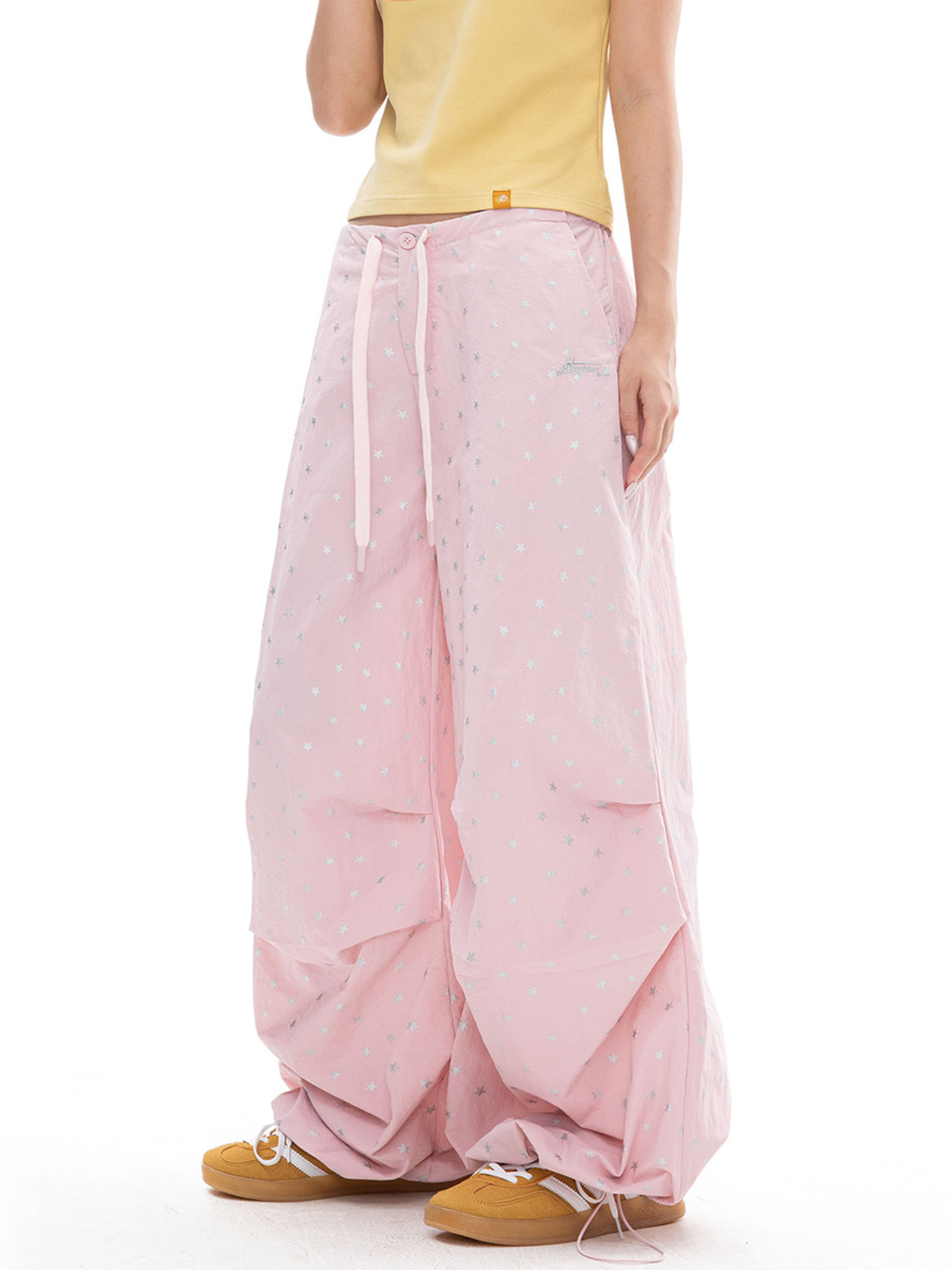 EchoLife - Women's All-Over Star Print Straight Parachute Pants