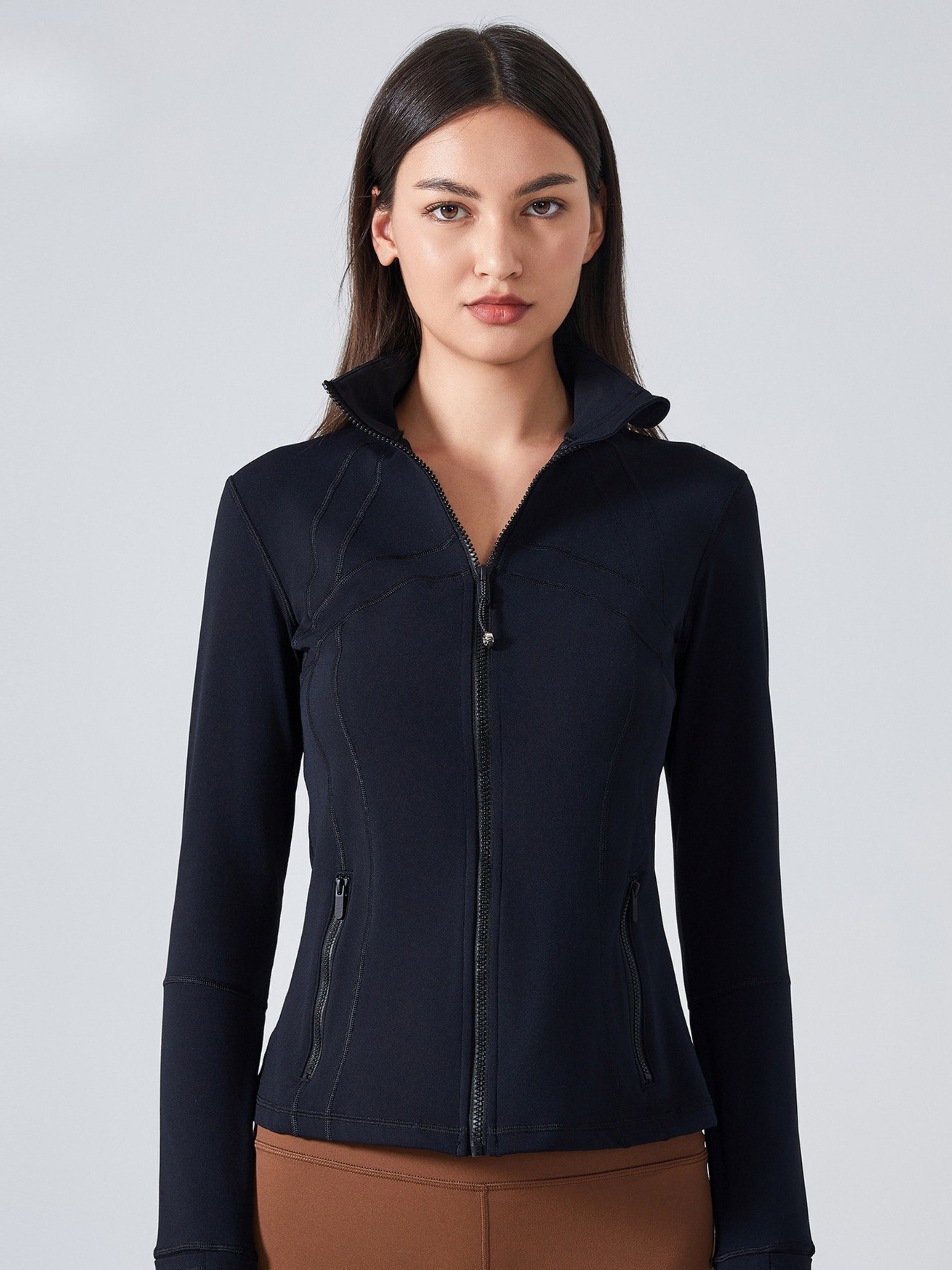 MesaPeak - Women's Fleece-Lined Slim-Fit Yoga Jacket with Thumbholes