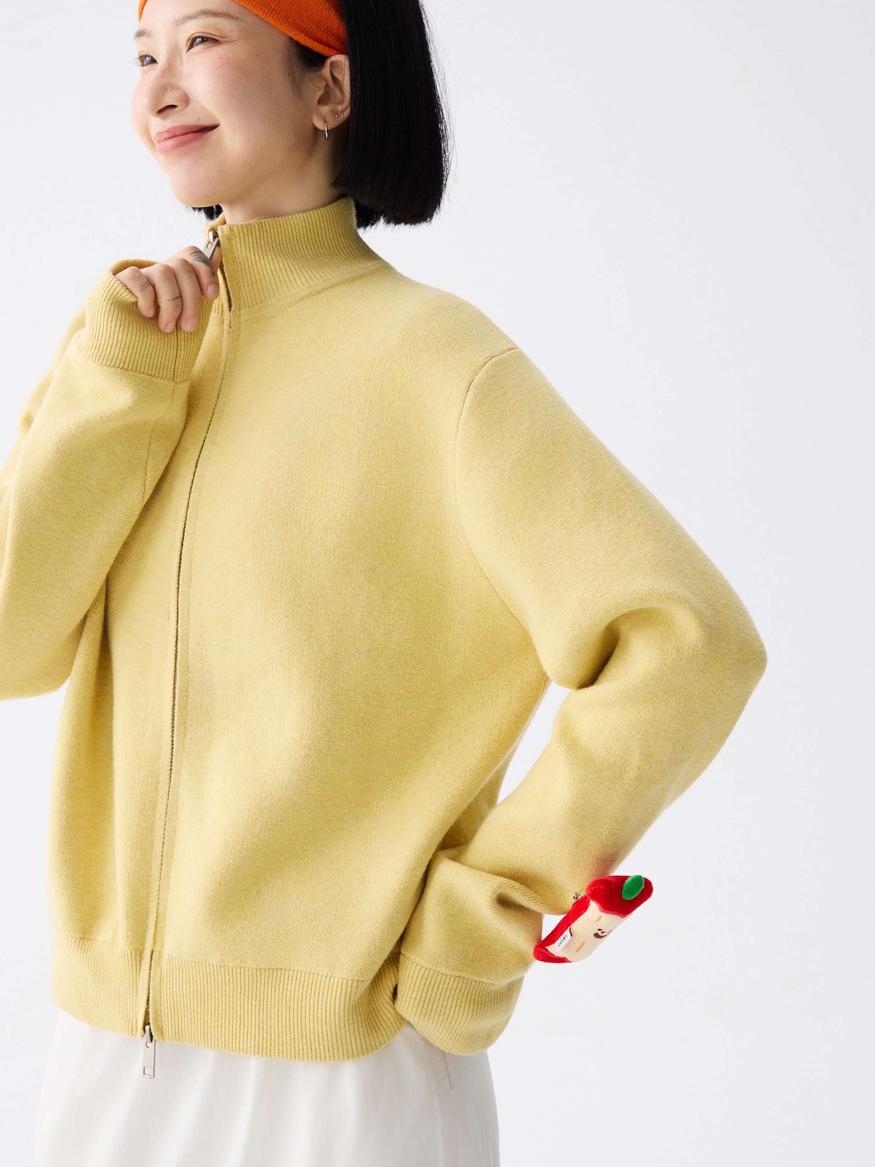 Eagletrail - Unisex Detachable Apple Doll Stand-Collar Knit Cardigan